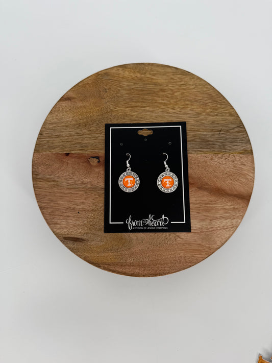 Power T earrings with Rhinestone Accents