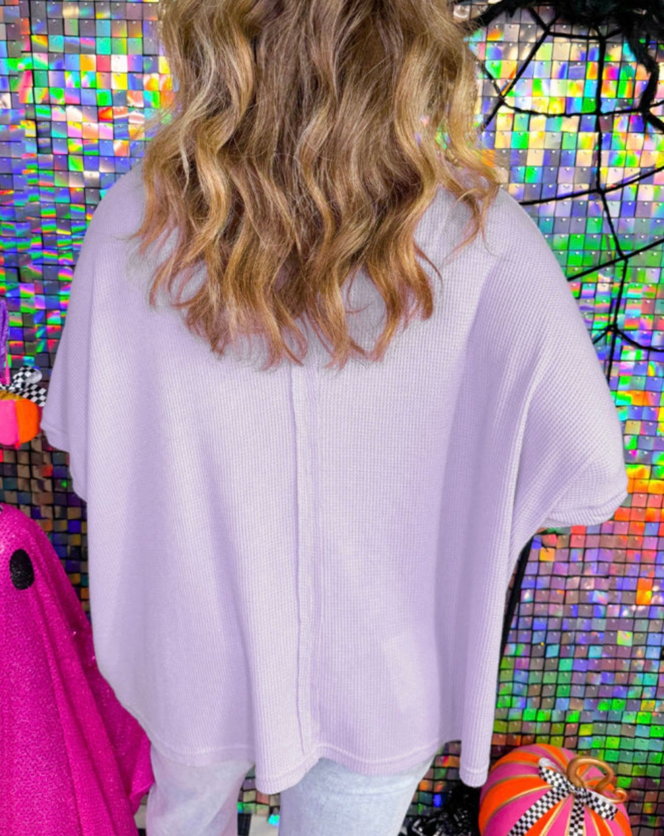 Purple Waffle Weave Top with Pocket