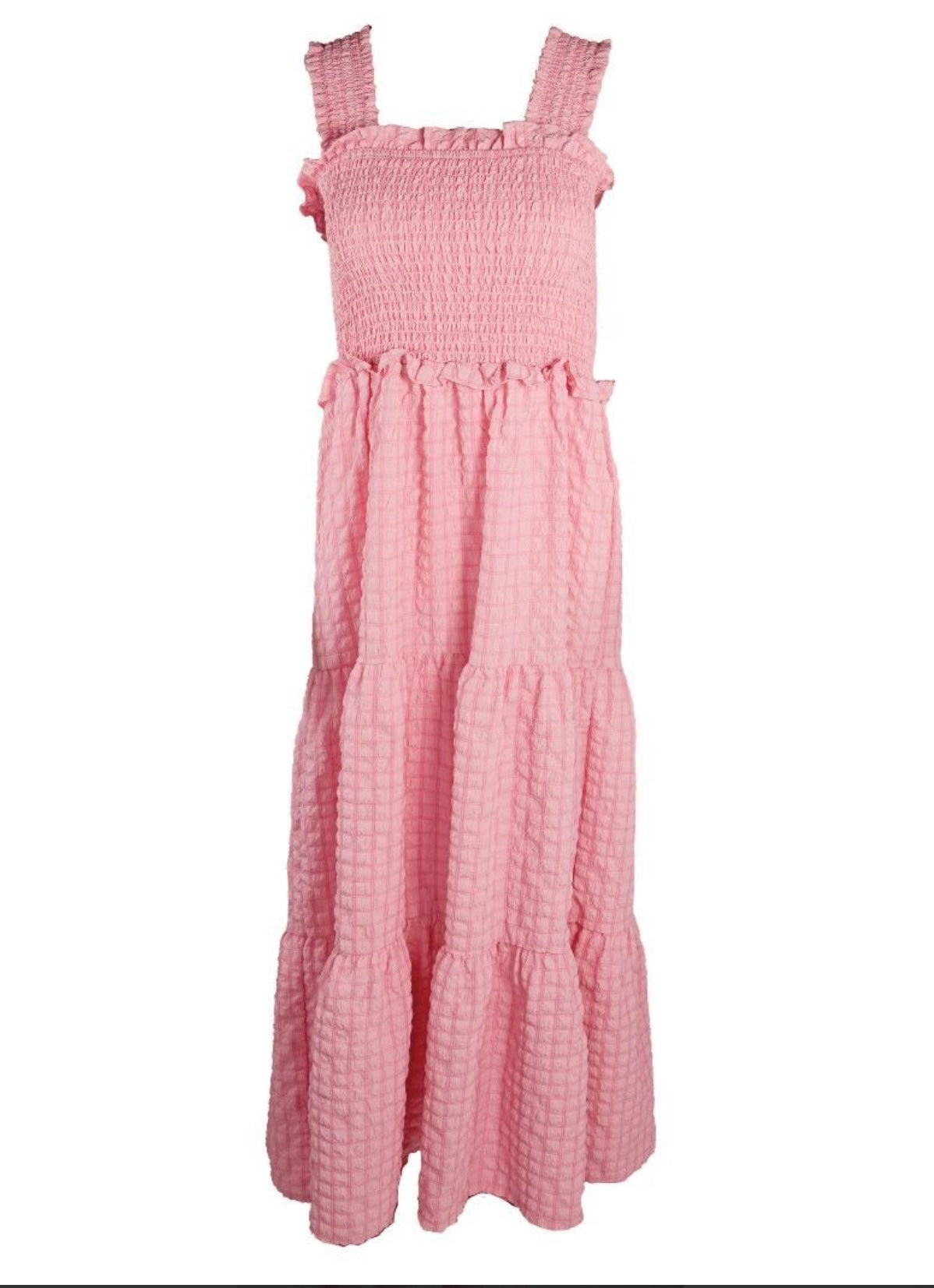 SS Pink “Pillow Smocked” Maxi Dress
