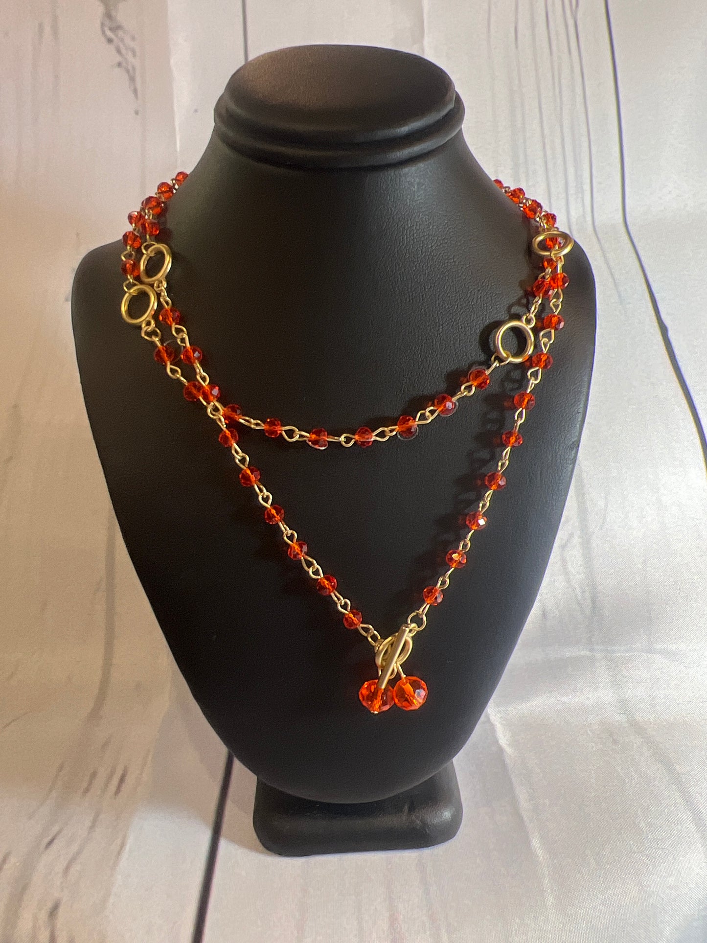 Orange beaded double wrap chain necklace | Seasons Jewelry