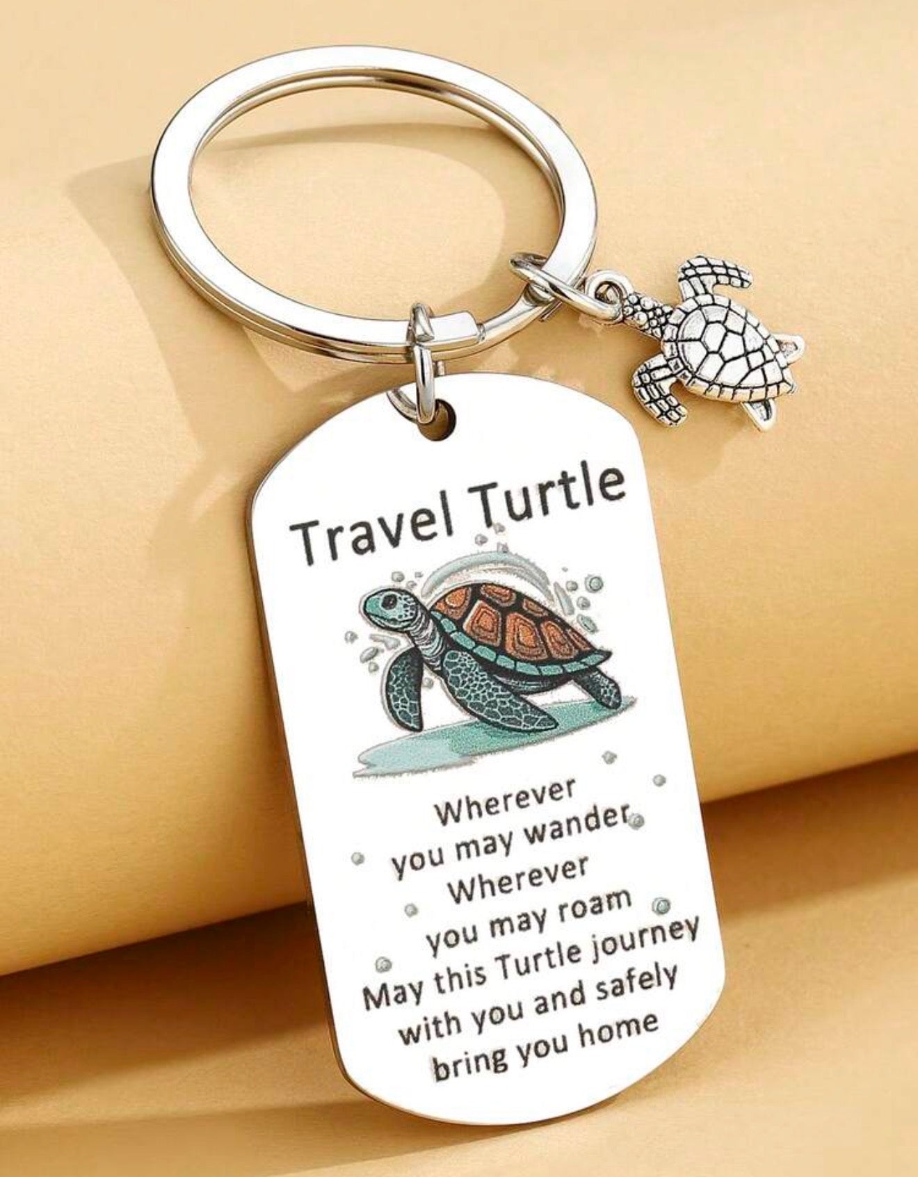 ST4 Travel Turtle Keyring with Silver Turtle Charm
