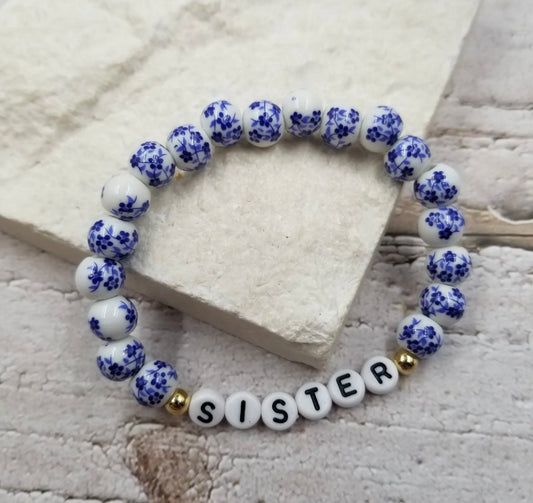 Ceramic beaded stretch bracelet from SSB Sister collection by Ivy's Gifts & Boutique, featuring colorful beads on an elastic band.