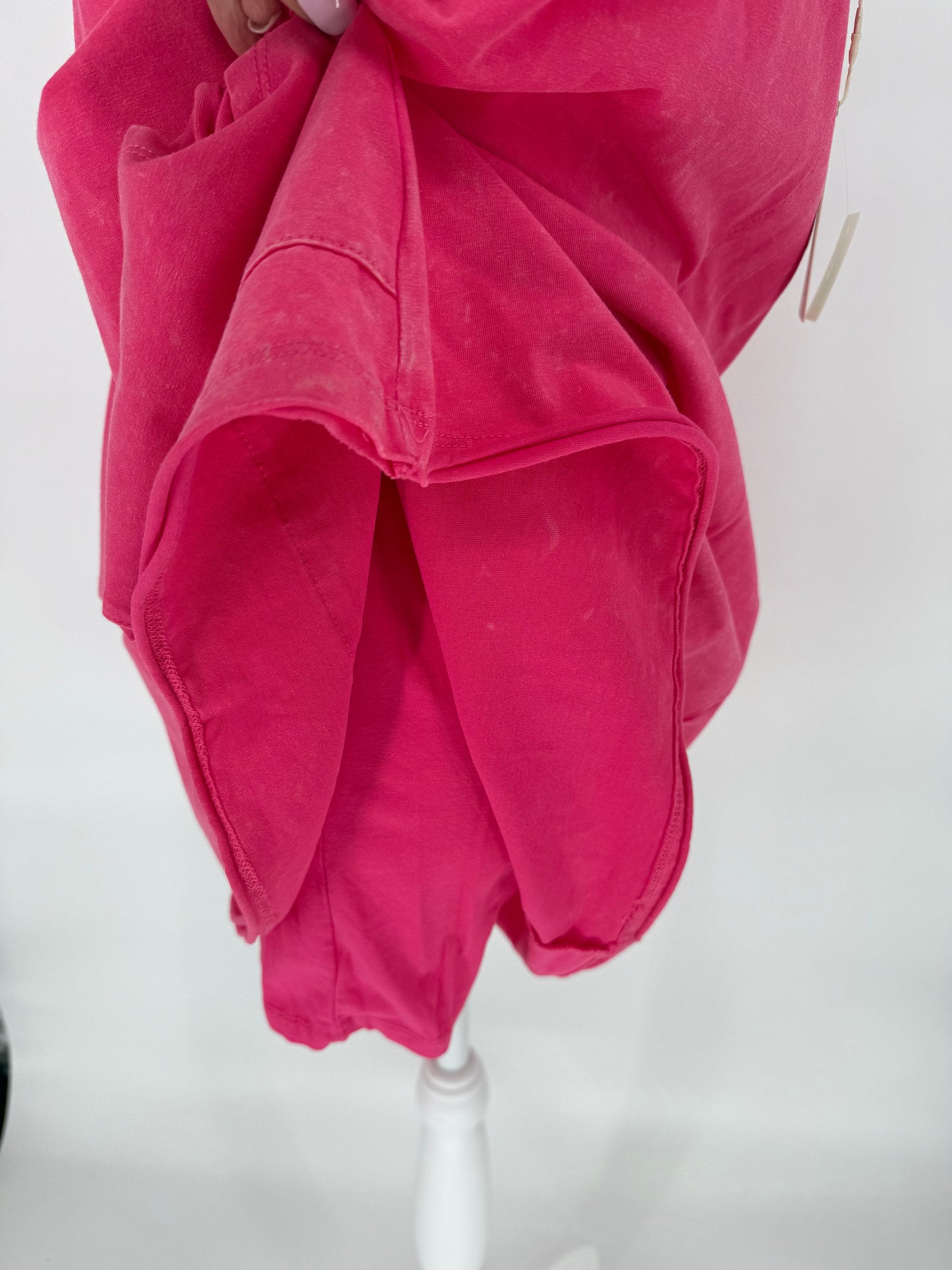 Hot Pink Mineral Washed Romper “Dress” with Full Body Unitard Underneath