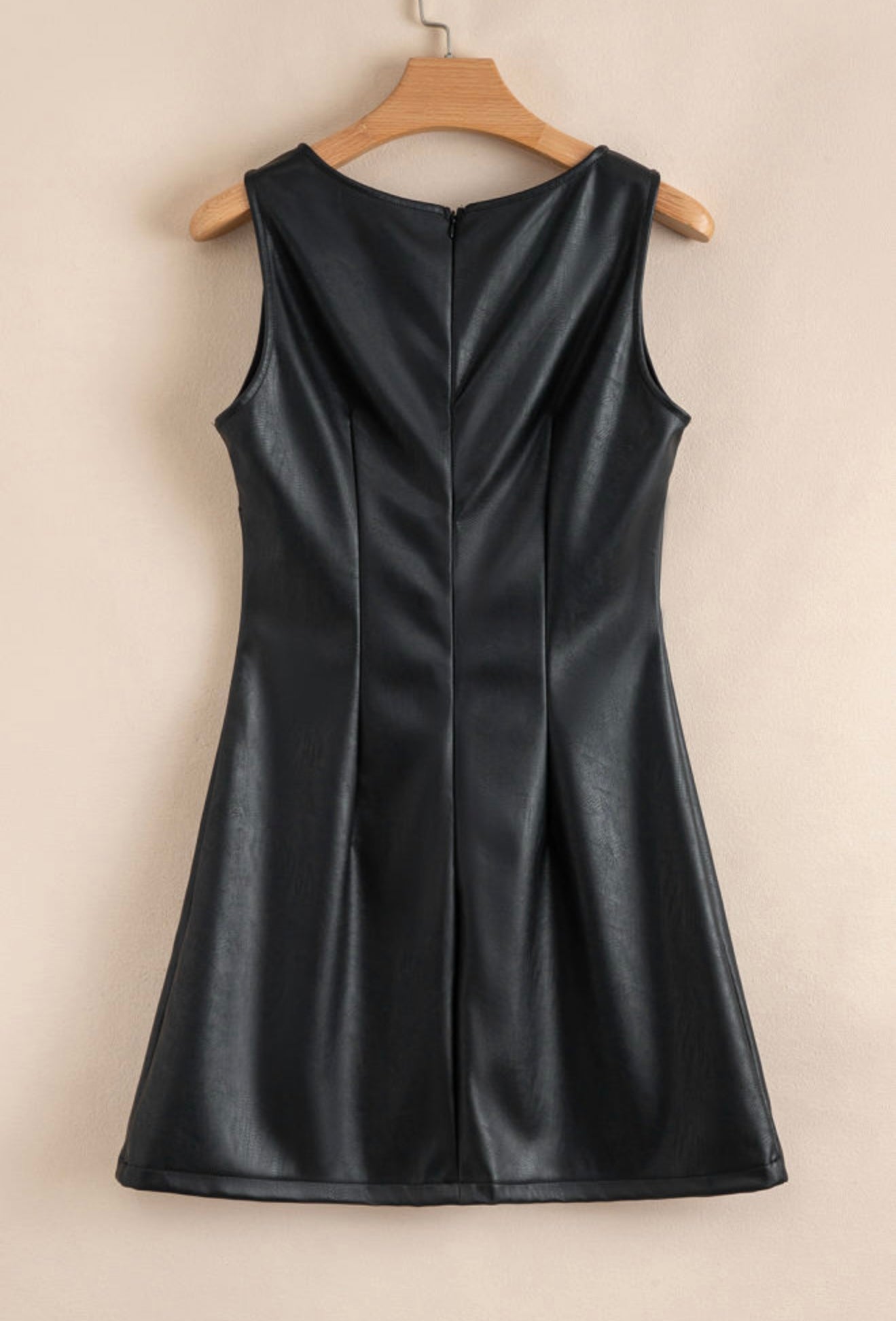 Black Leather Like Mini Dress