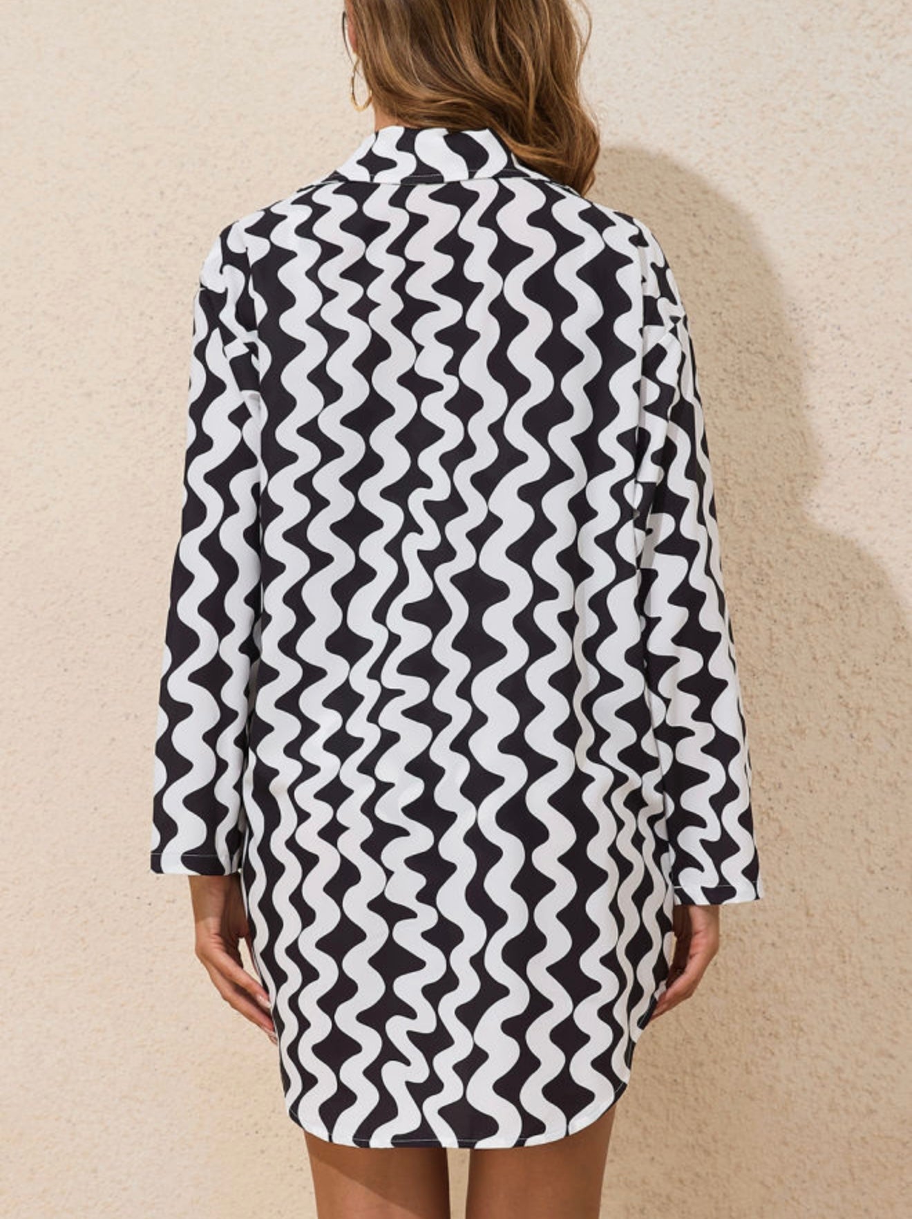 Cover Up Button Up Top in Black and White