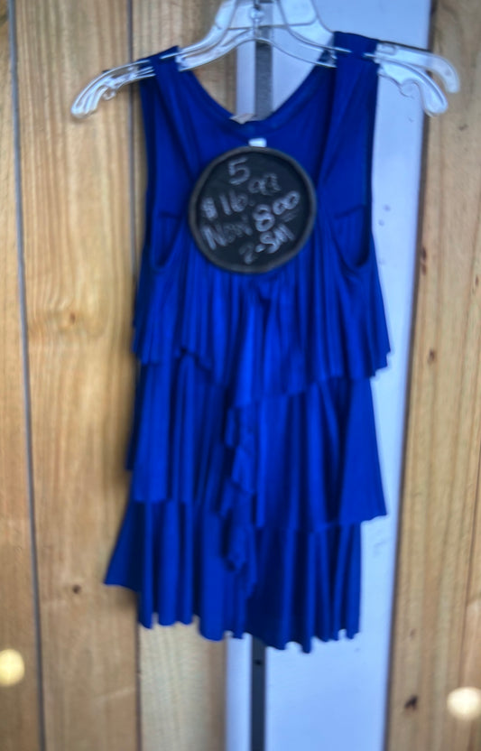 Royal Blue Sleeveless Ruffle Top