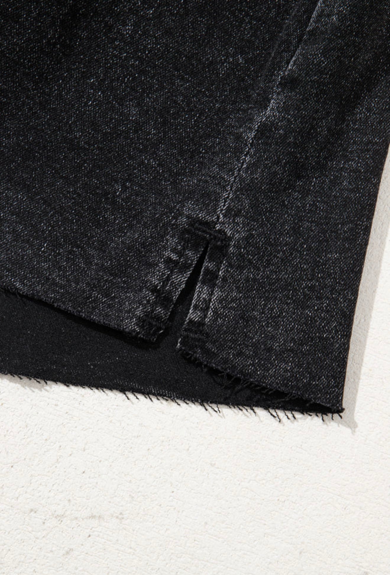 Mineral Washed Black Denim Mini Skirt