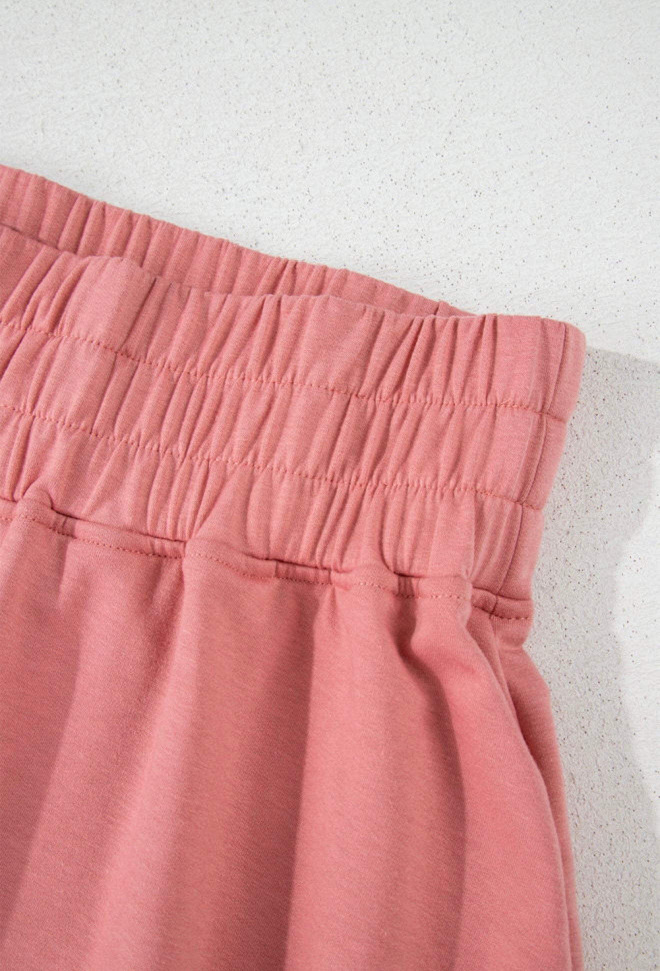 2 Piece Short Set with Wide Elastic Waist and Cropped Top