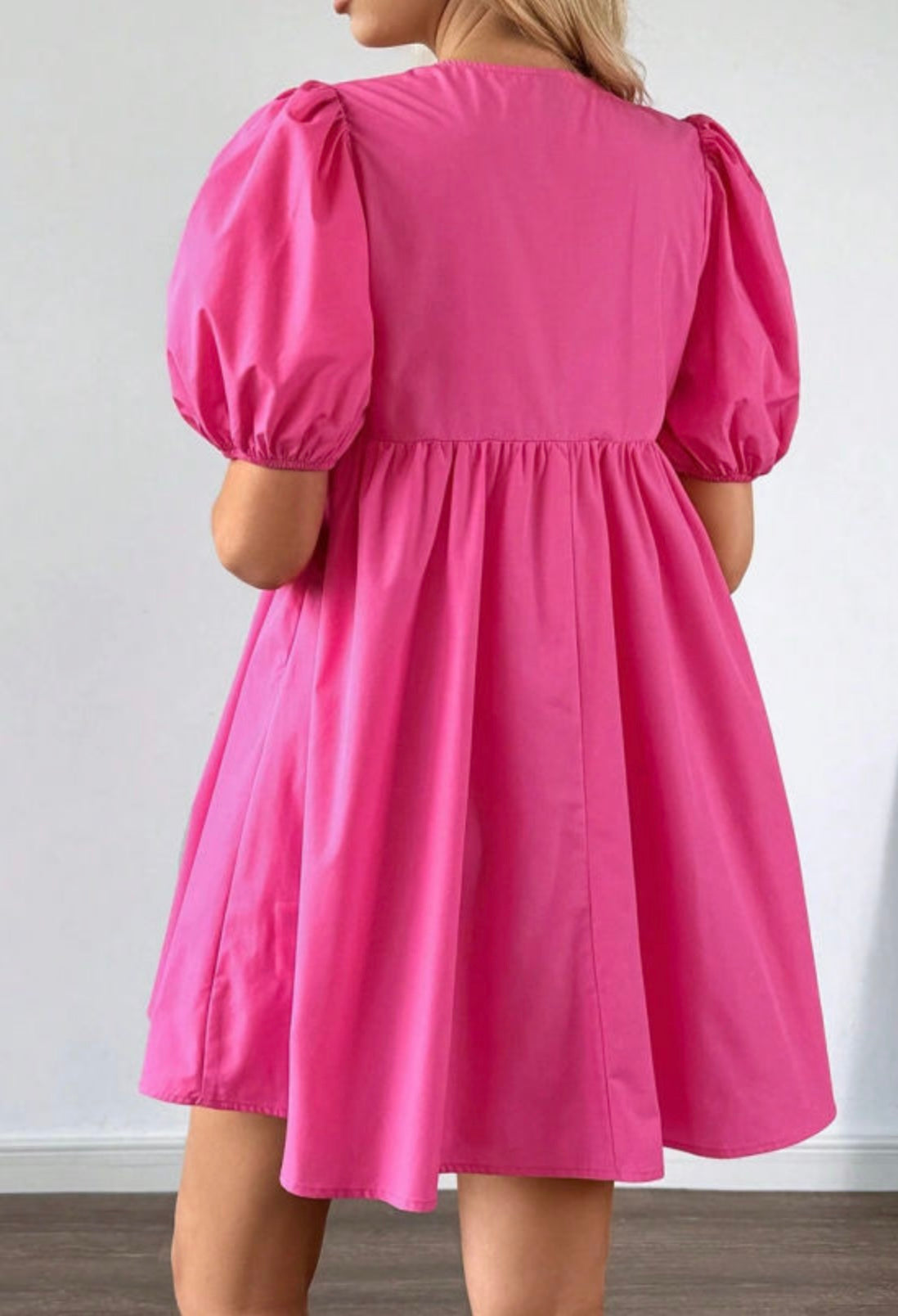 Pink Triple Tie Bow Closure Baby Doll Dress