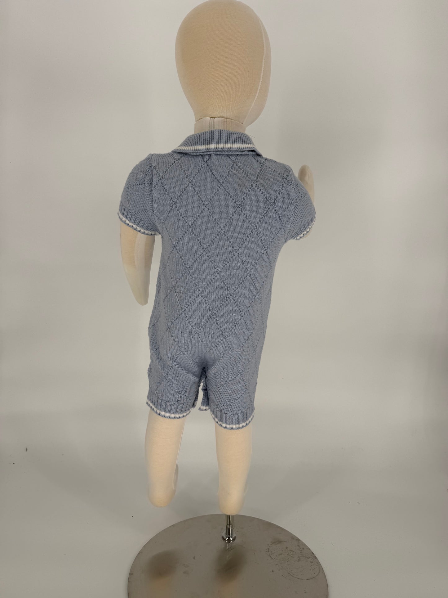 Sweater Romper with Buttons and Collar