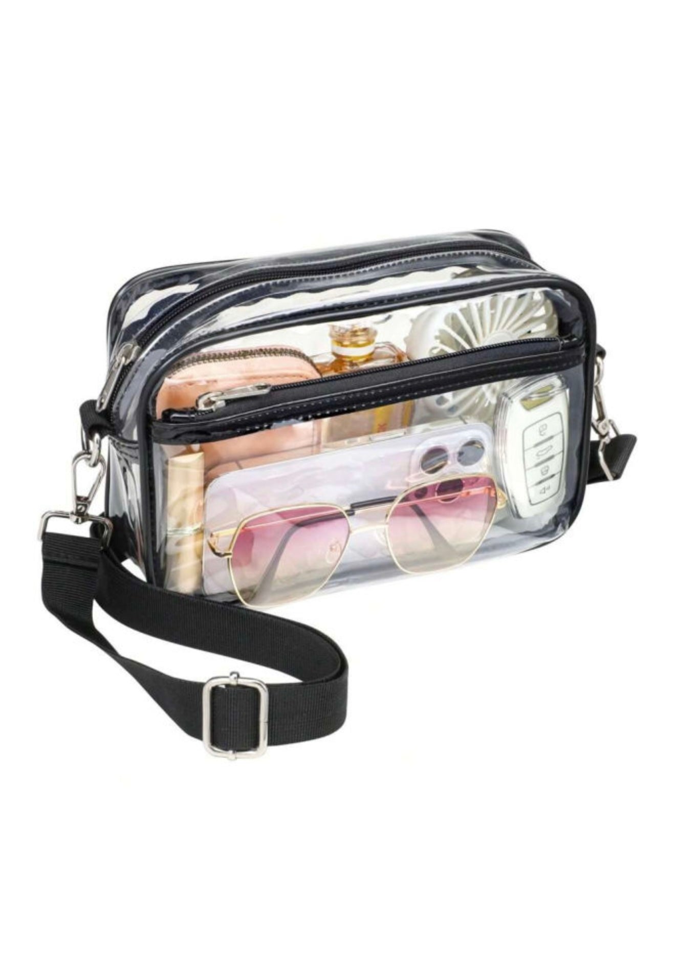 Clear Stadium Purse with Black Strap