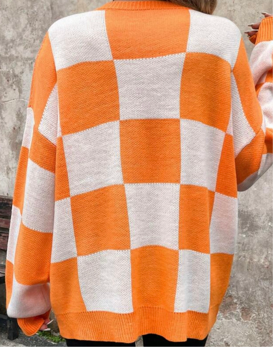 Orange and White Oversized Sweater