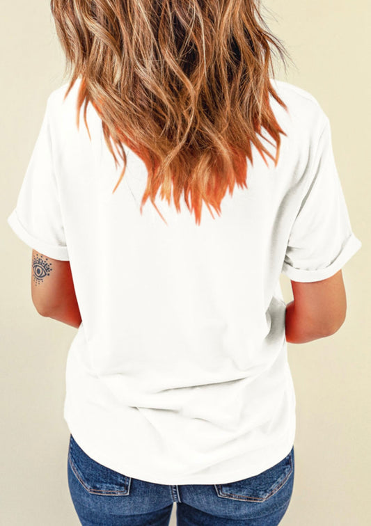 White T Shirt with Cuffed Sleeves