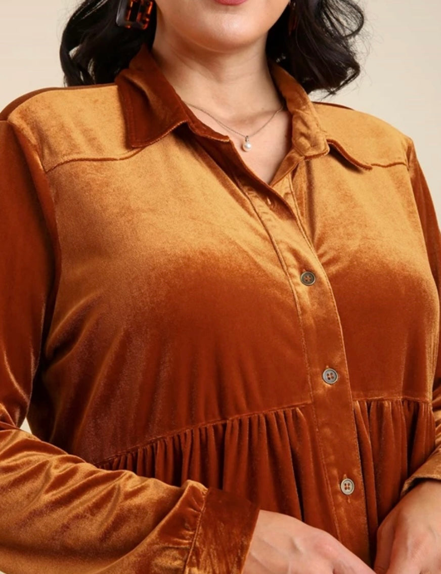 Umgee Rust Color Velour Swing Tunic Top