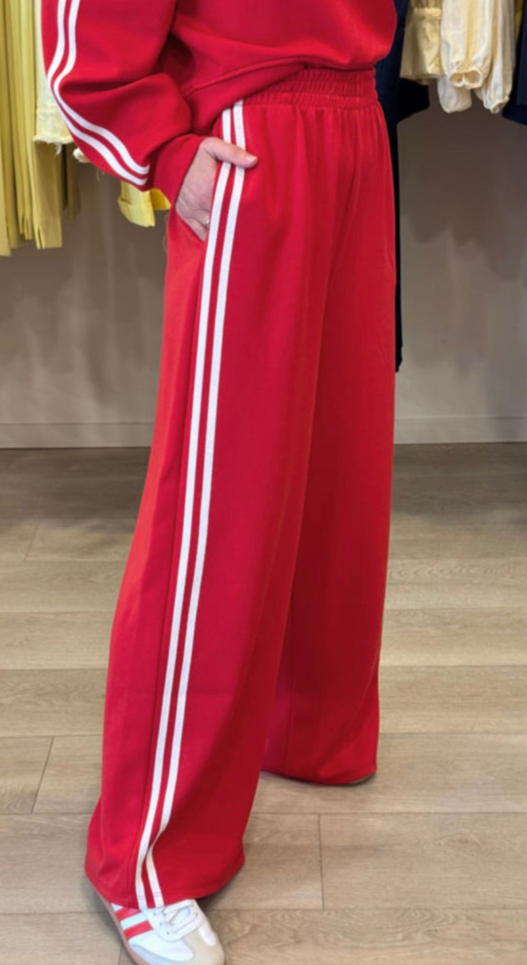 Red and White 2 Piece Warm Up Set