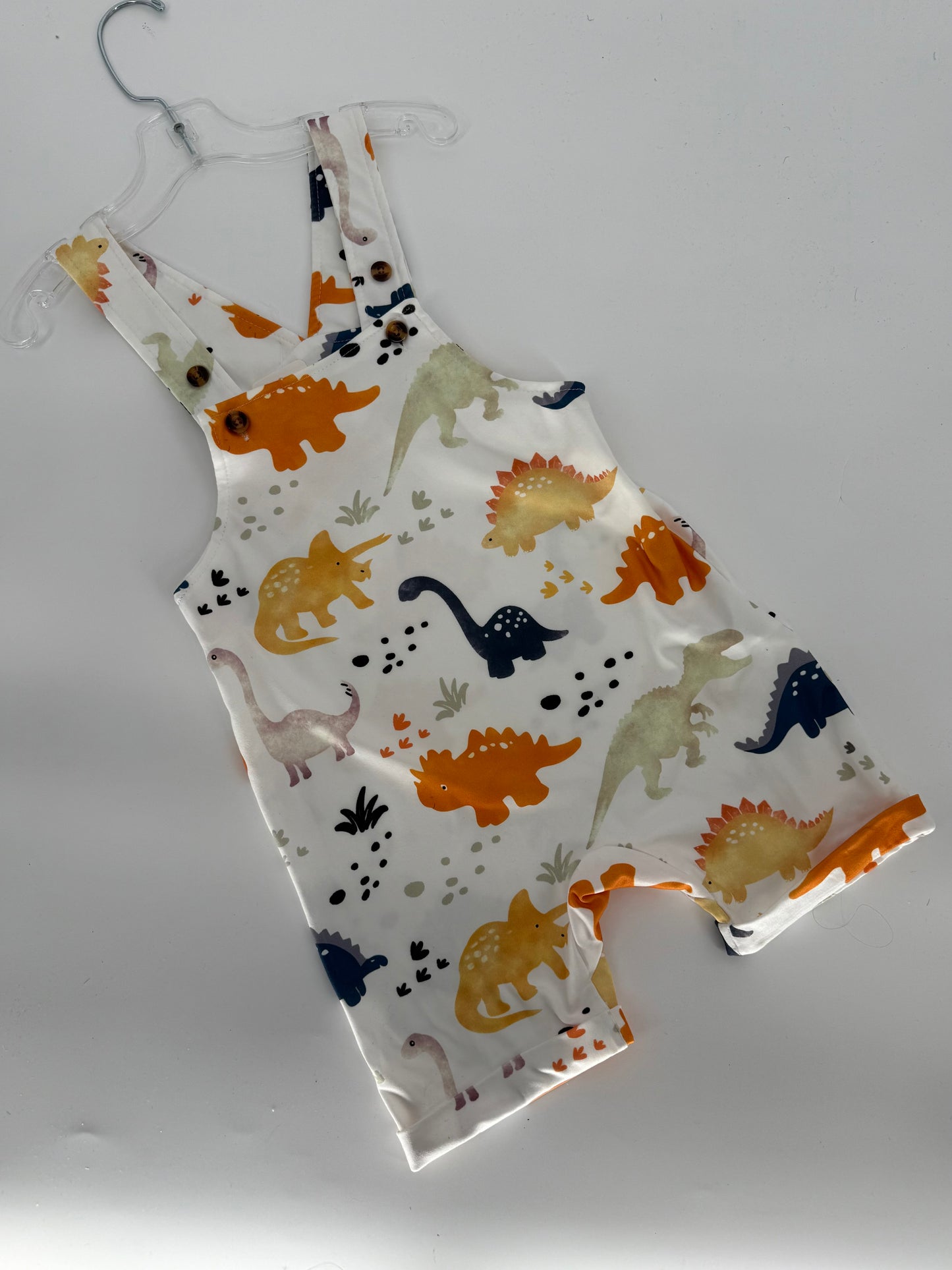 Dinosaur Print Boy Overall Romper