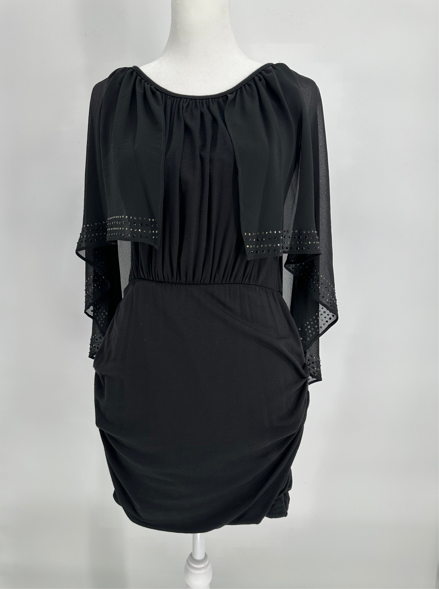 Black Sheer Cape style Cocktail Dress