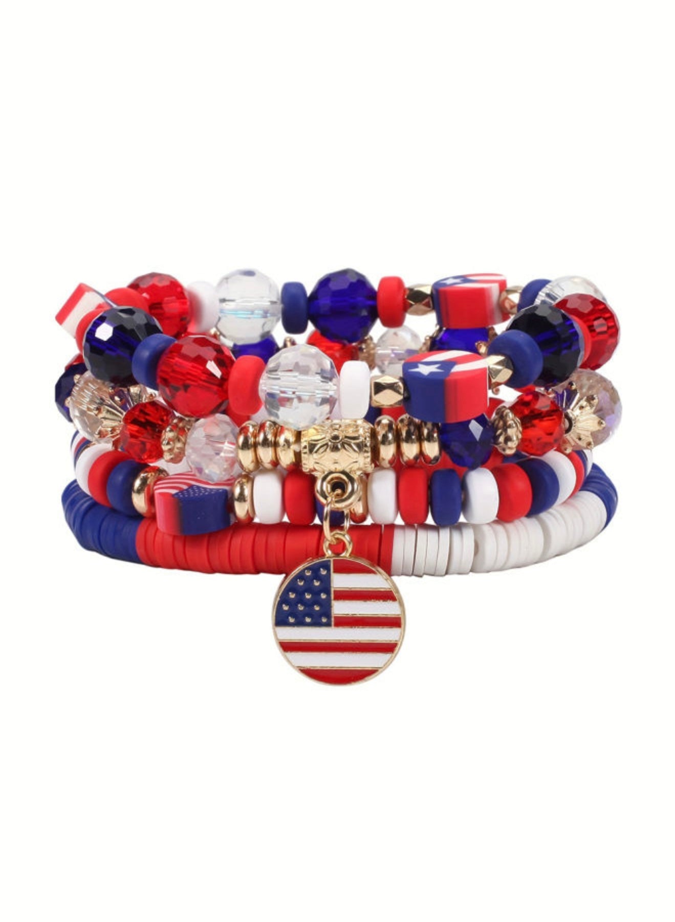 Red White and Blue Bracelet Stack