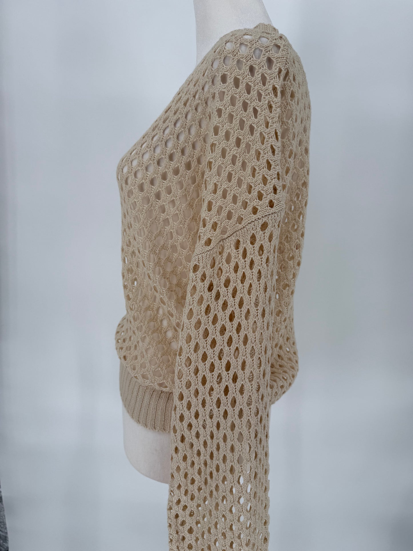 Umgee Beige One Shoulder Loose Weave Sweater