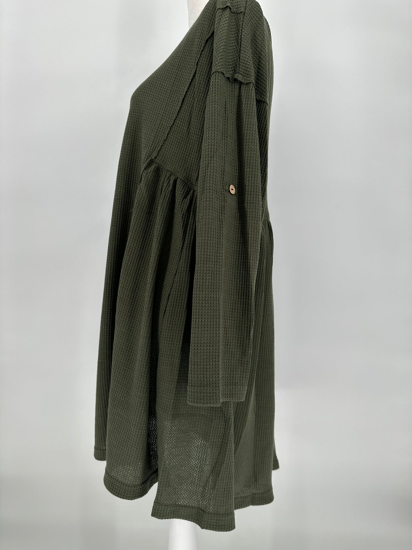 Umgee Olive Green Waffle Weave Dress
