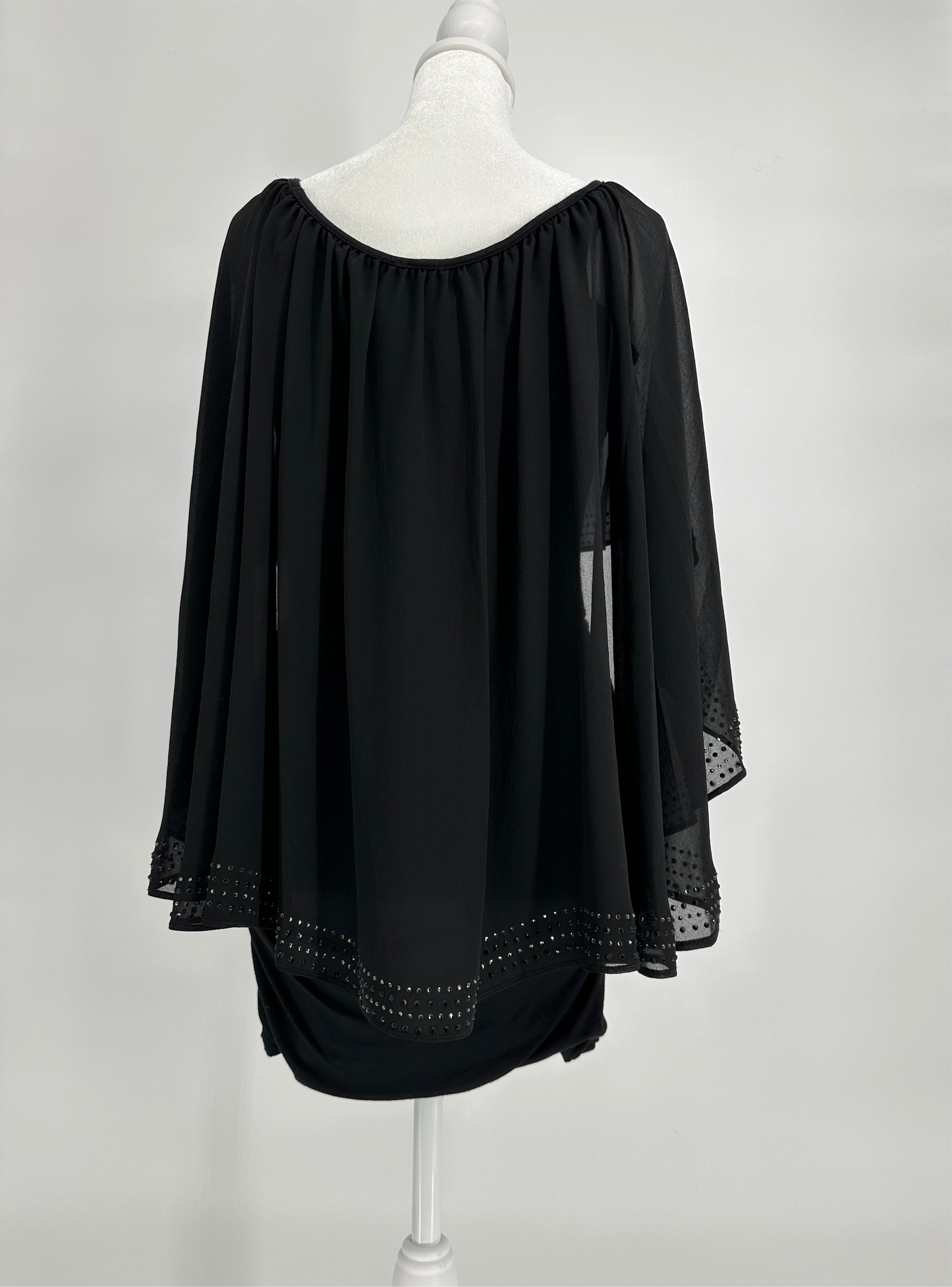 Black Sheer Cape style Cocktail Dress