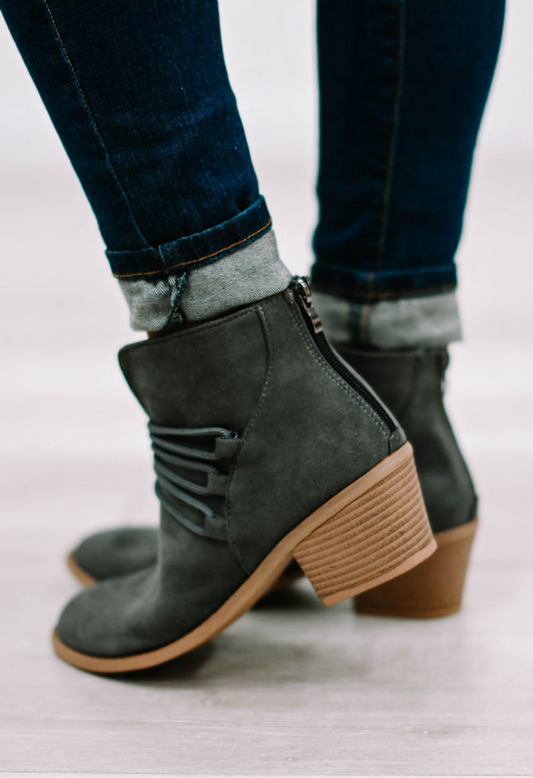 Dark Green brushed suede Booties