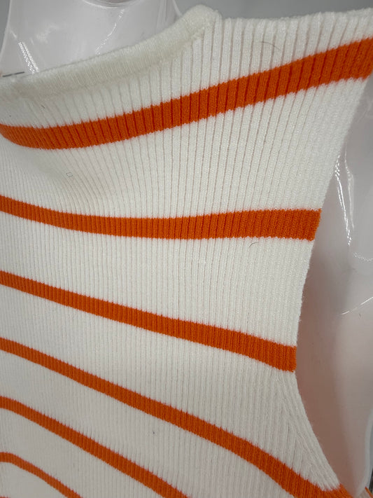 Orange and White Bow Detail Sweater Top
