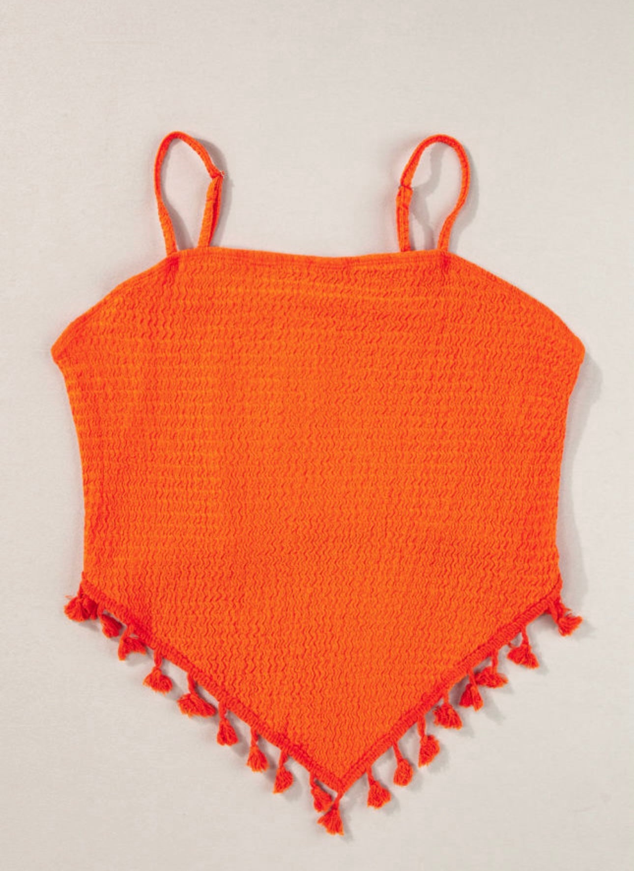 Orange Tassle Crop Tank Top