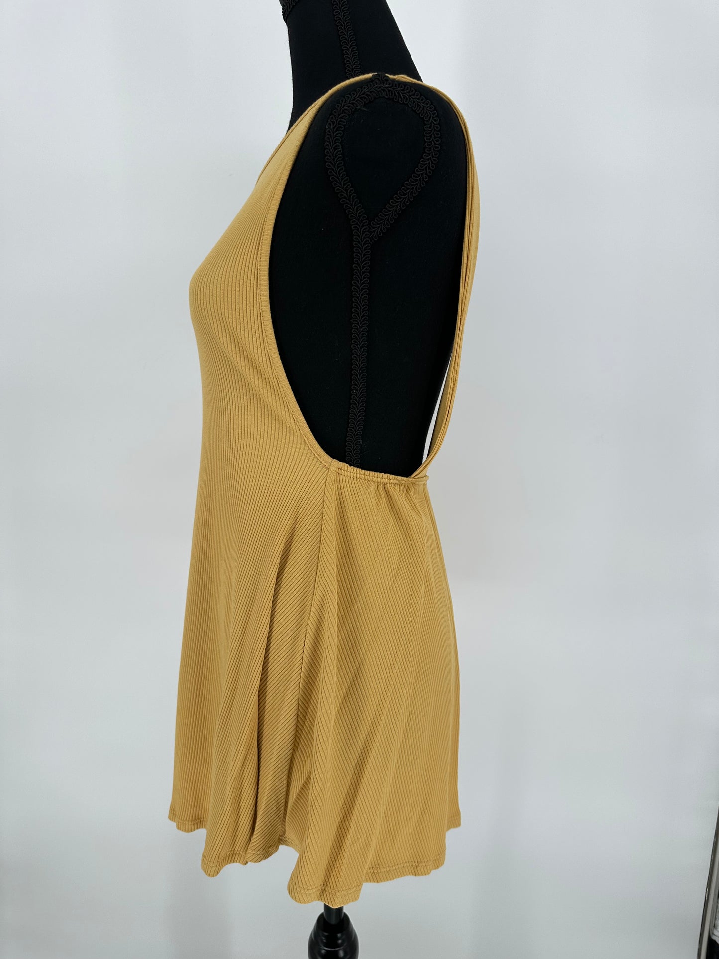 Mustard Ribbed Texture Low Back Top