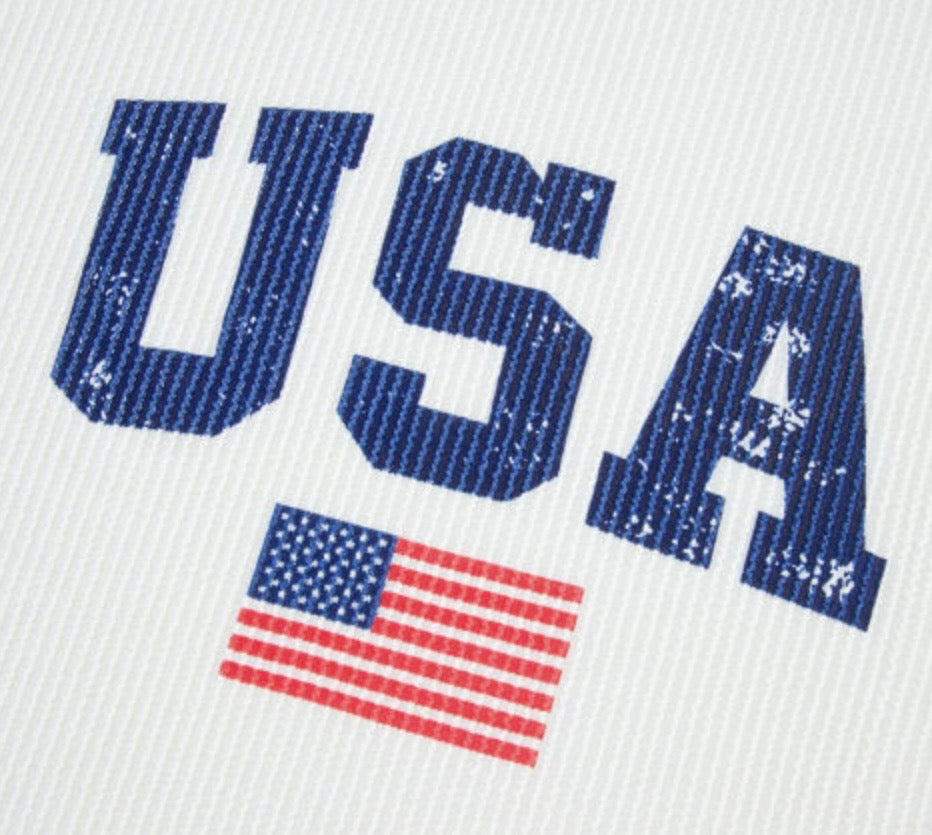 USA printed White Ribbed Texture Top