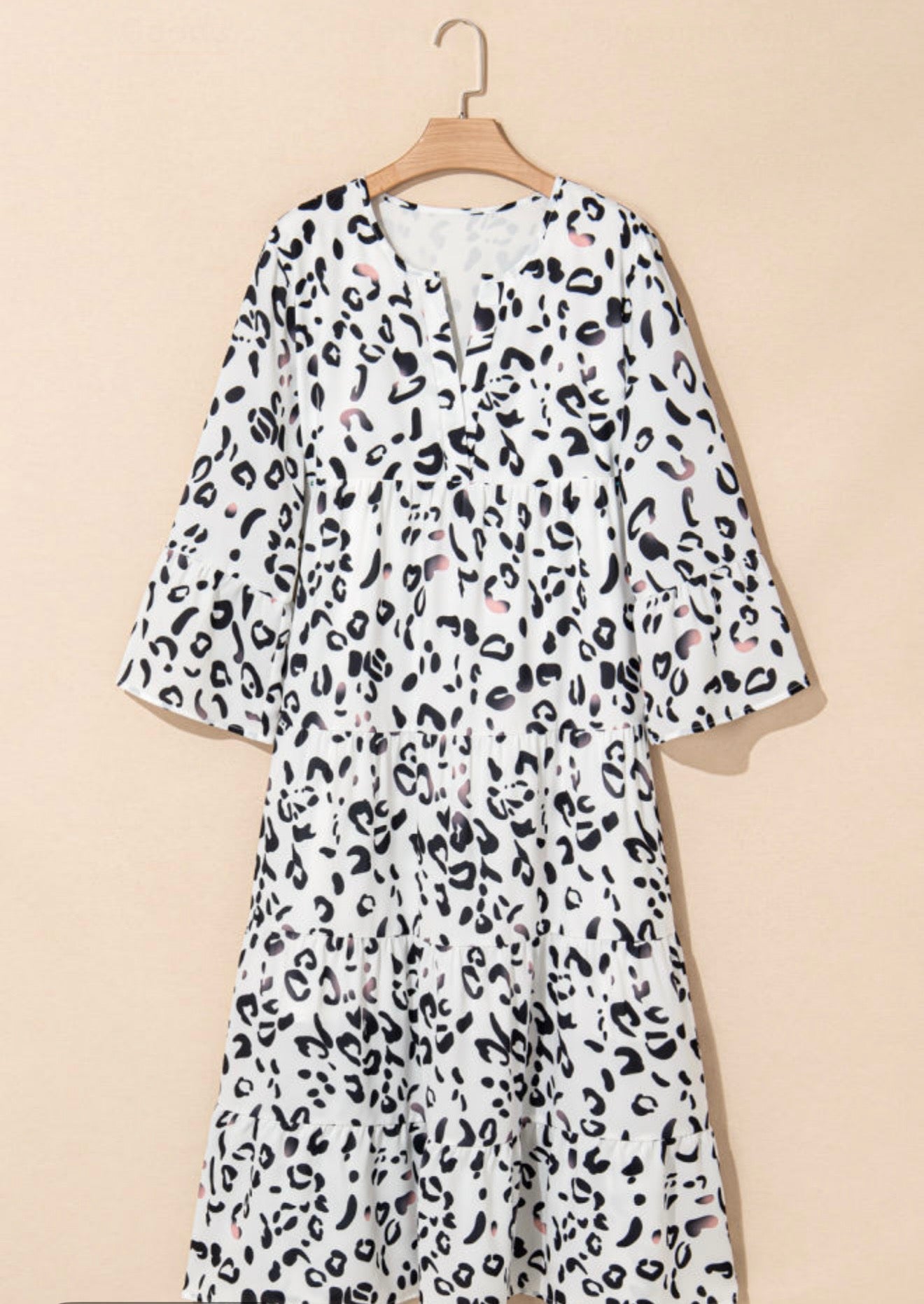 White Animal Print Fully Lined Maxi Dress