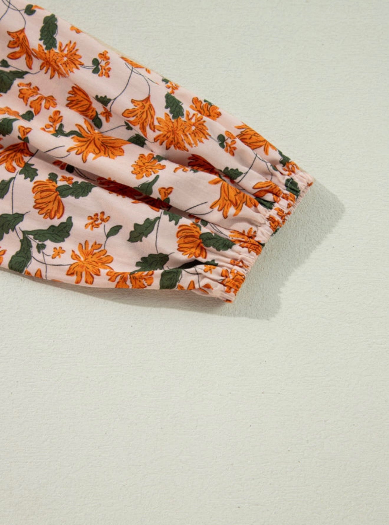 Orange Floral Print V-Neck Dress