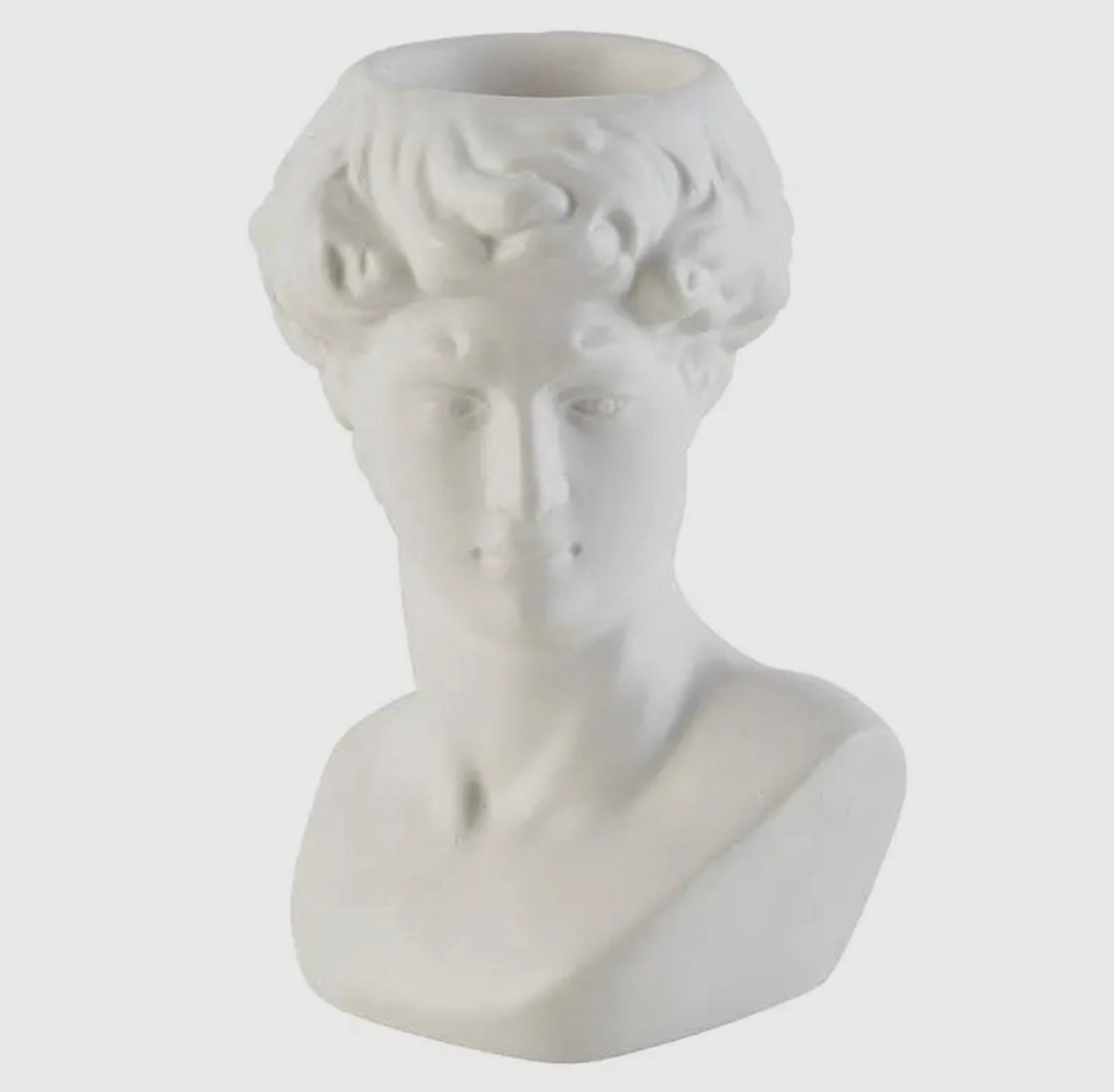 White Face Statue with Top Opening for plant or candle