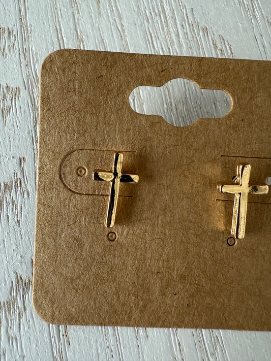 Cross Stud Earrings Silver and Gold