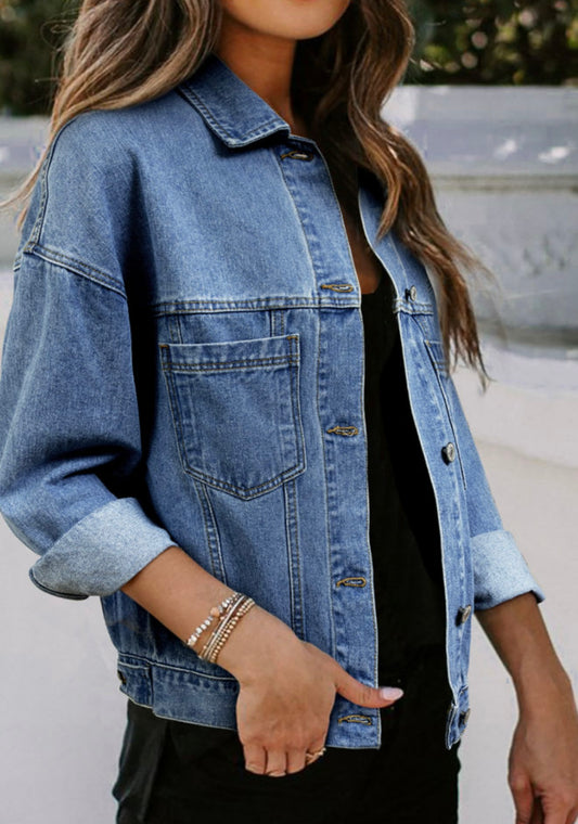 Denim jacket With Front Patch Pockets