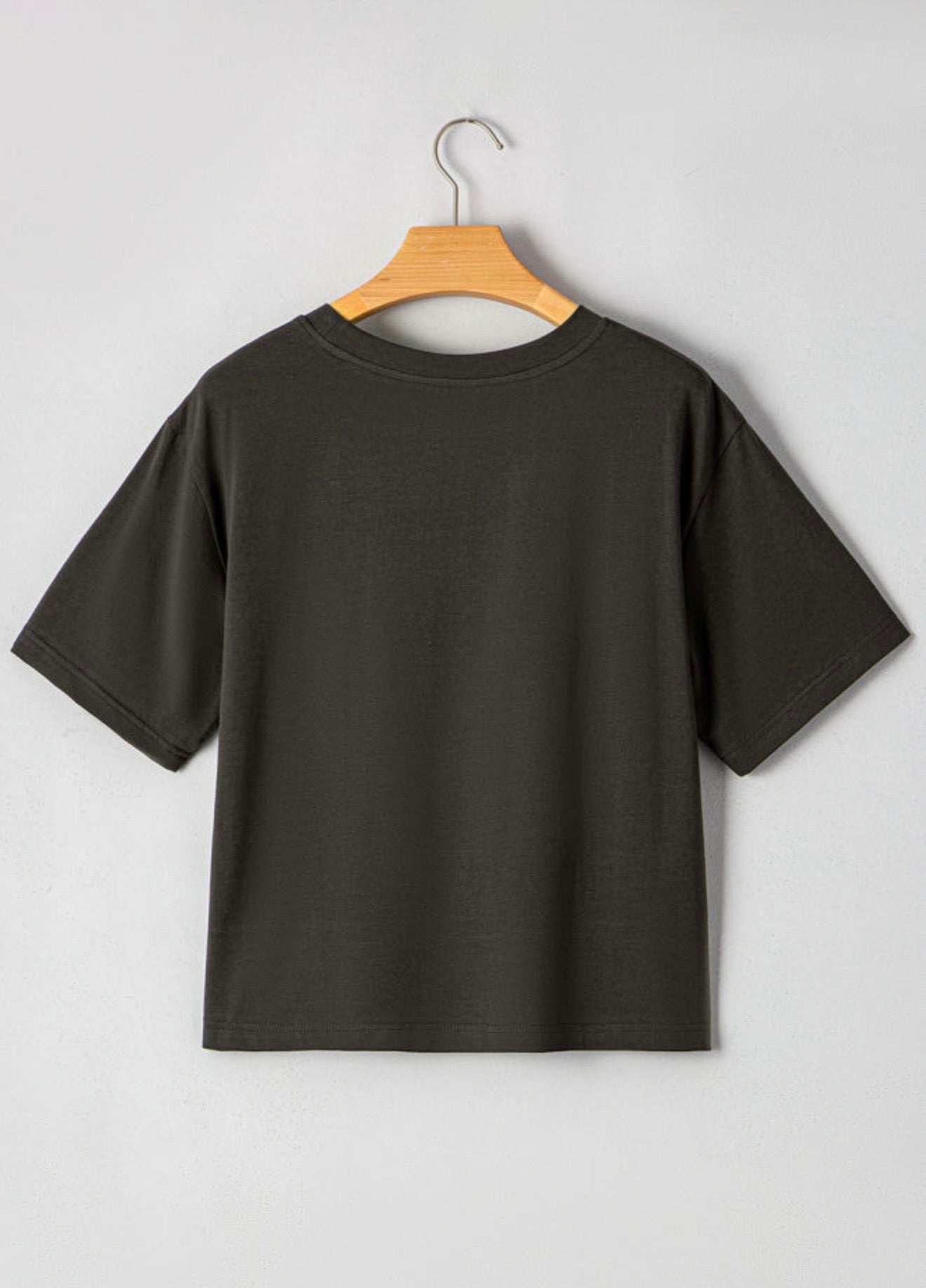 Gray Steer Skull with Turquoise Accents Cropped Tee