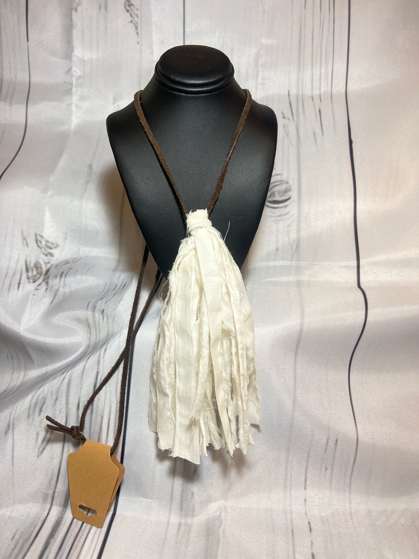 White long tassel necklace—handmade