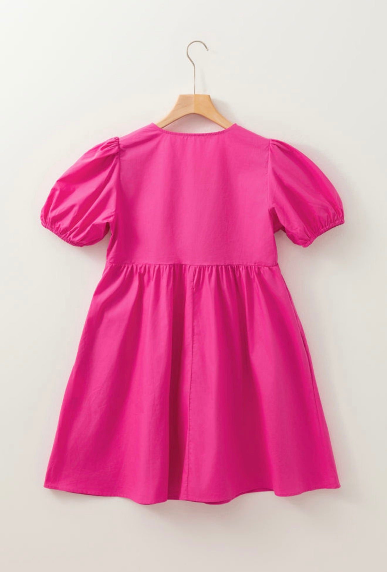 Pink Triple Tie Bow Closure Baby Doll Dress