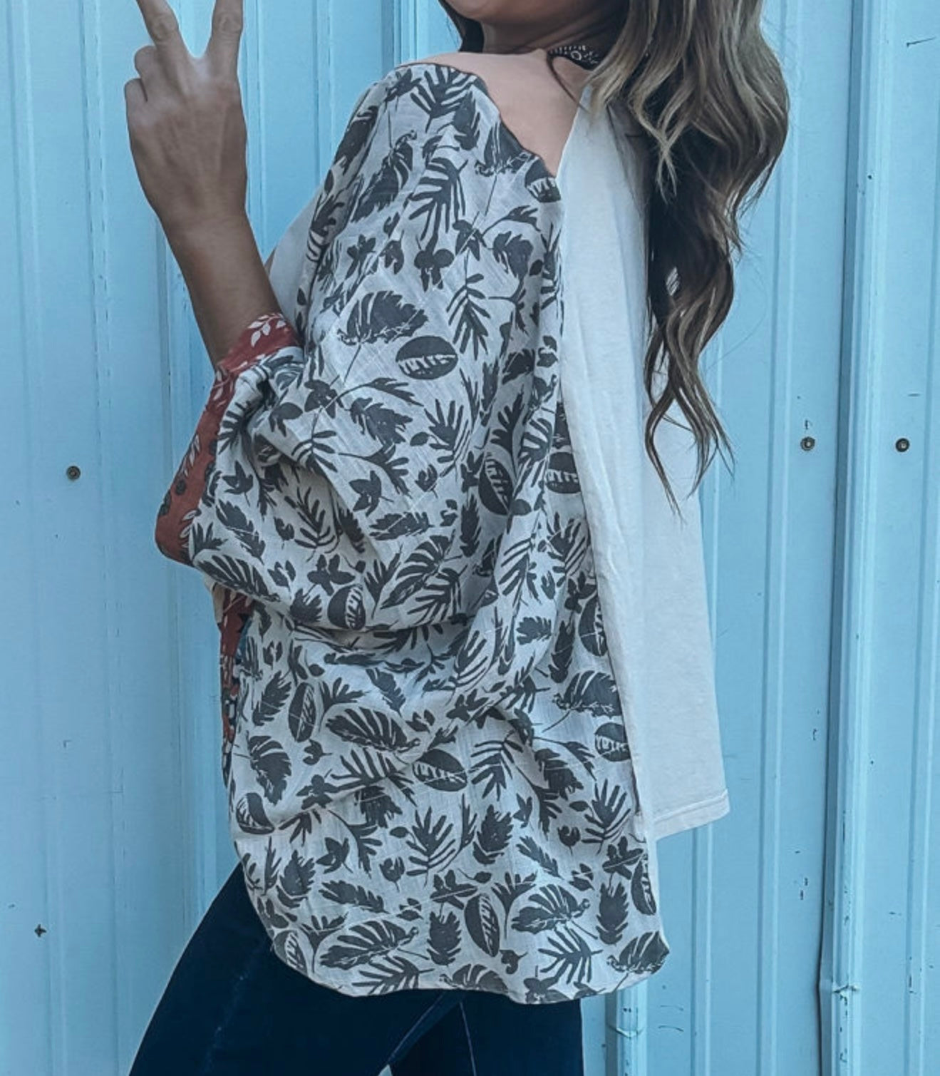 PEACE Western Style Top with Dolman Style Sleeves