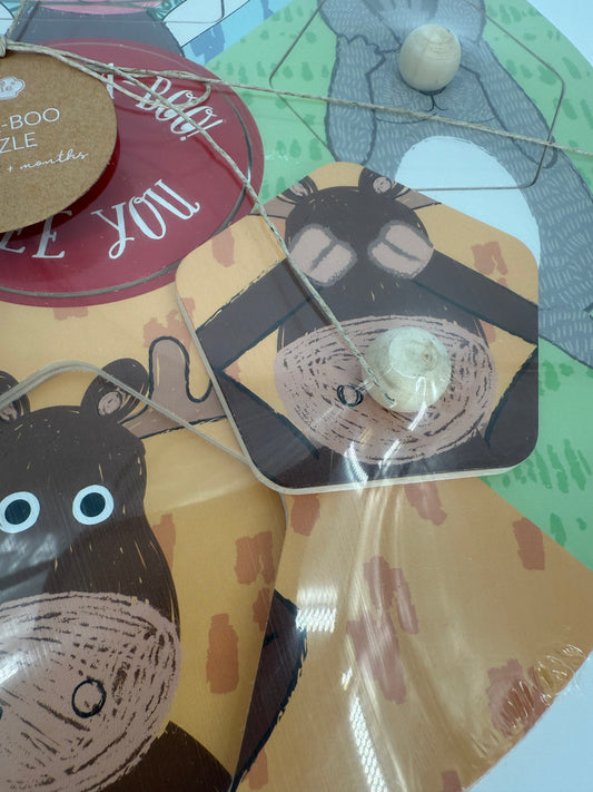 Wooden Puzzle with Peek A Boo theme by Mudpie