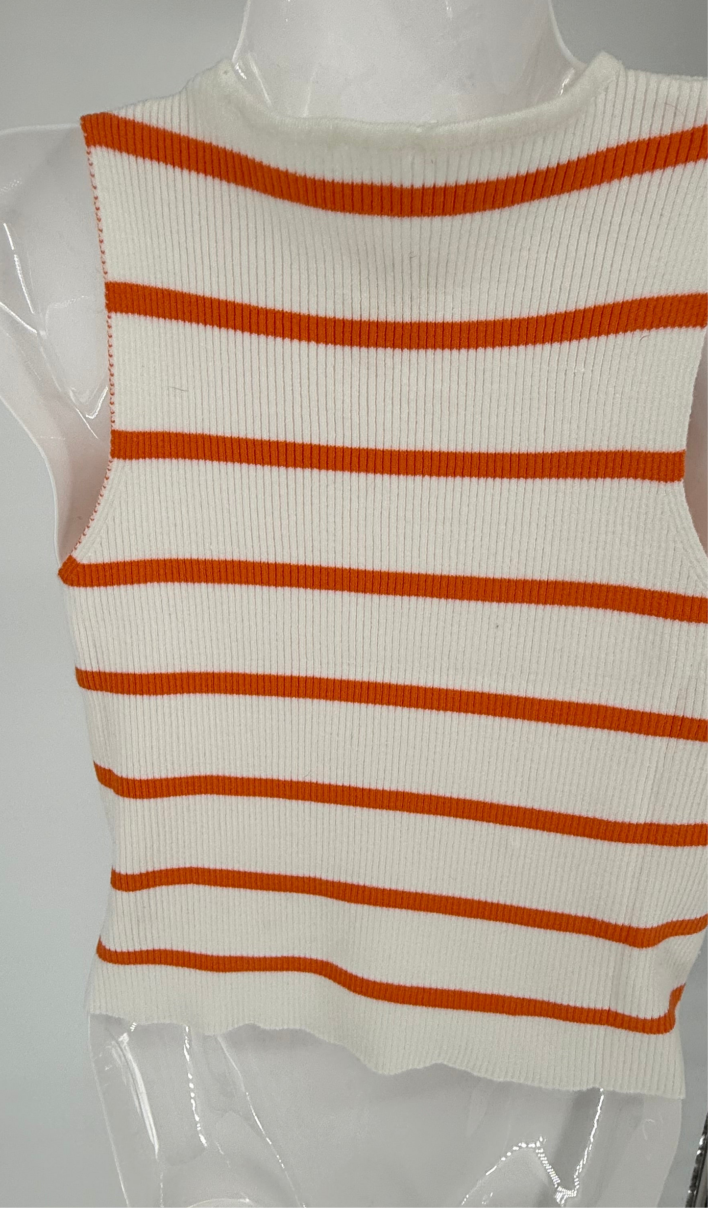 Orange and White Bow Detail Sweater Top