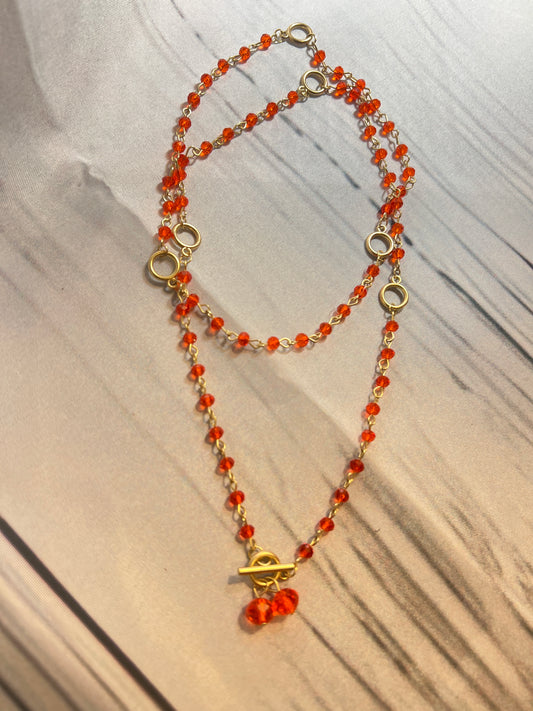 Orange beaded double wrap chain necklace | Seasons Jewelry - Ivy's Gifts & Boutique