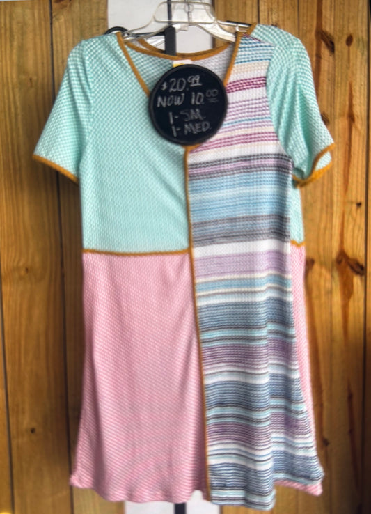 Patch Work Color Block Short Sleeve Dress