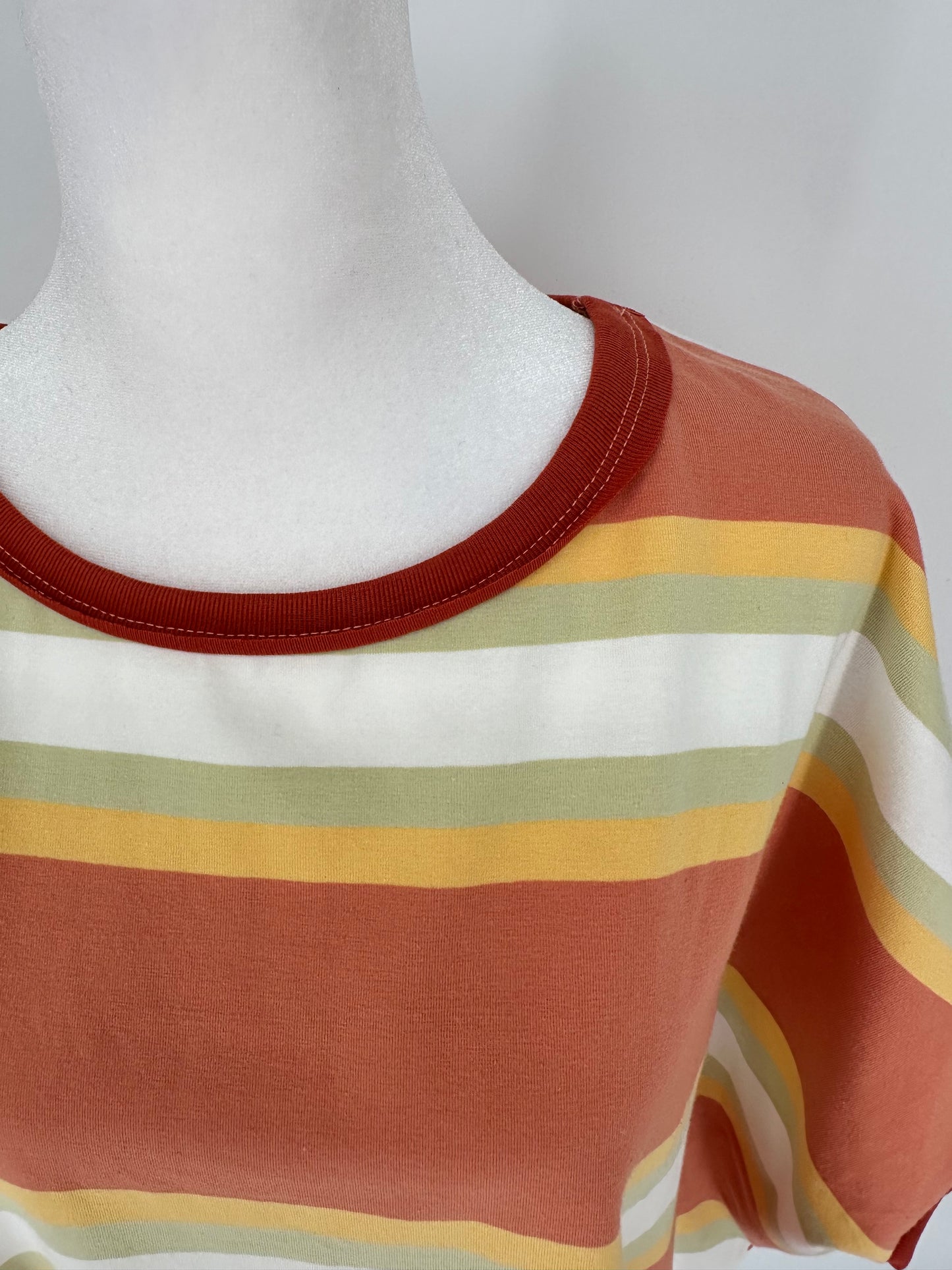 Umgee Burnt Orange Striped Crop Top with Side Splits
