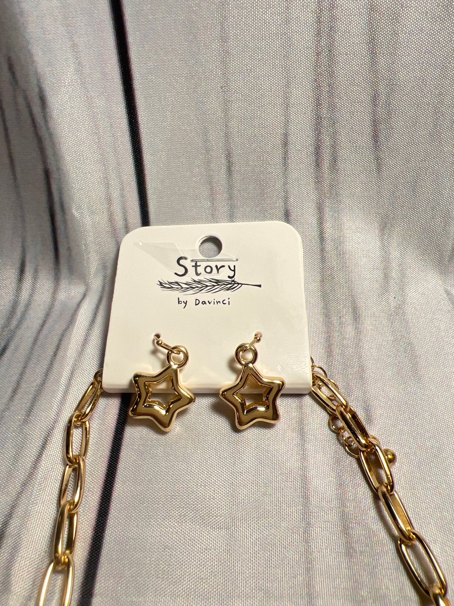 Trendy charm necklace with matching earrings set
