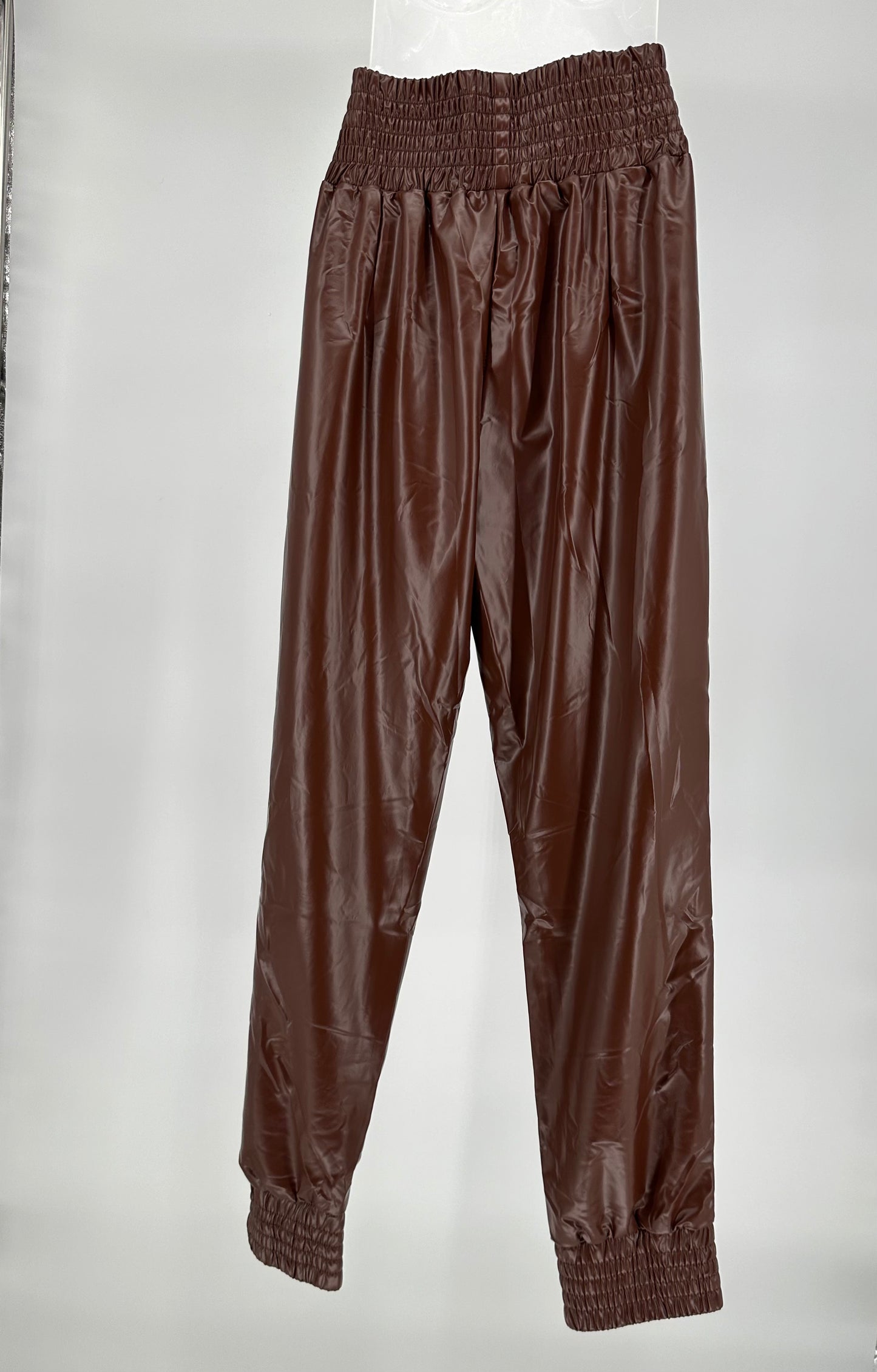 Brown Pleather Jogger Pants