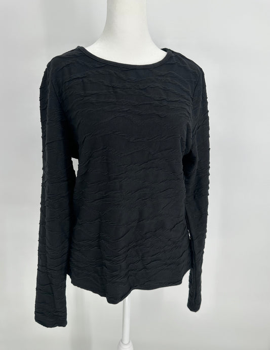 Black Textured Long Sleeve Top