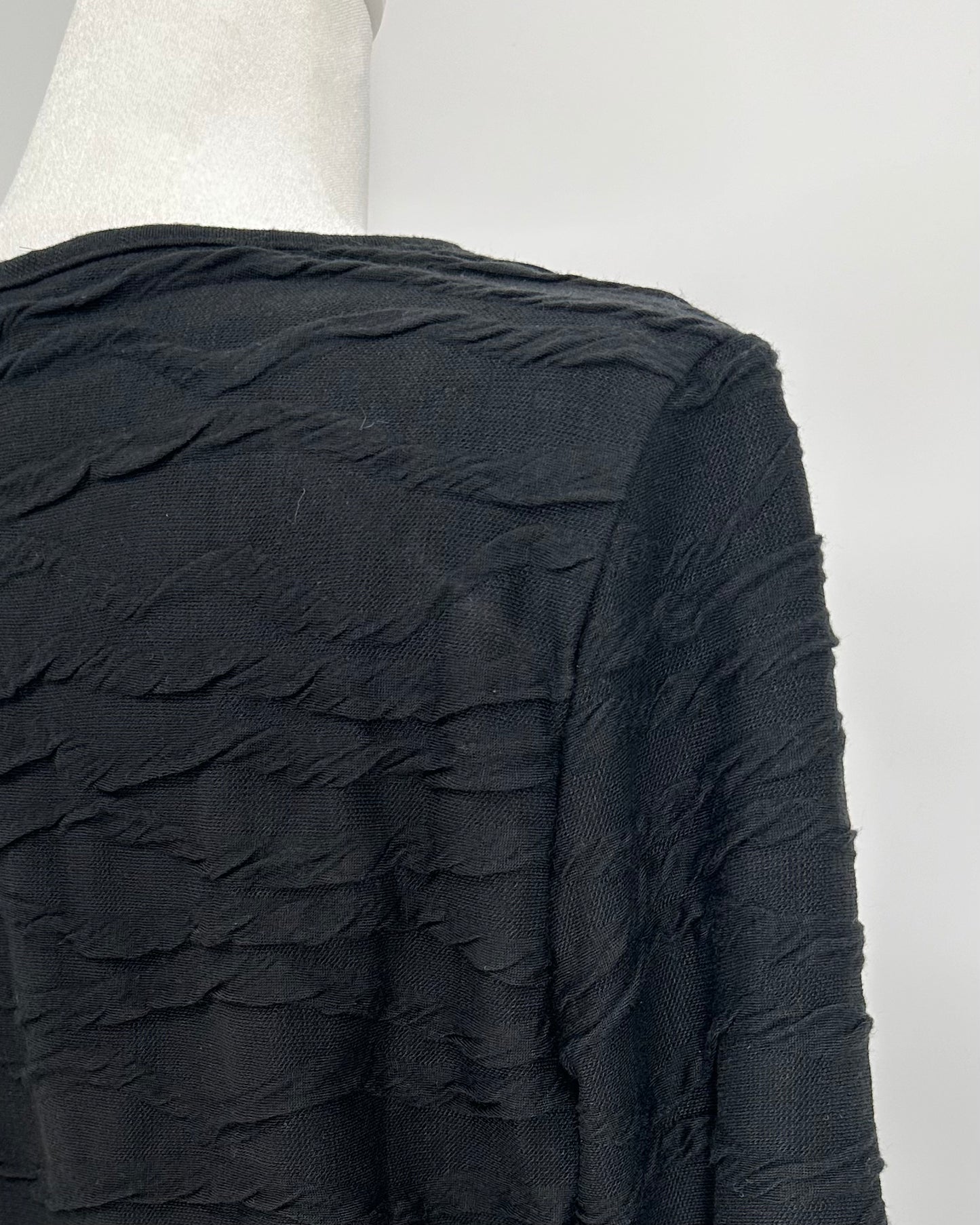 Black Textured Long Sleeve Top