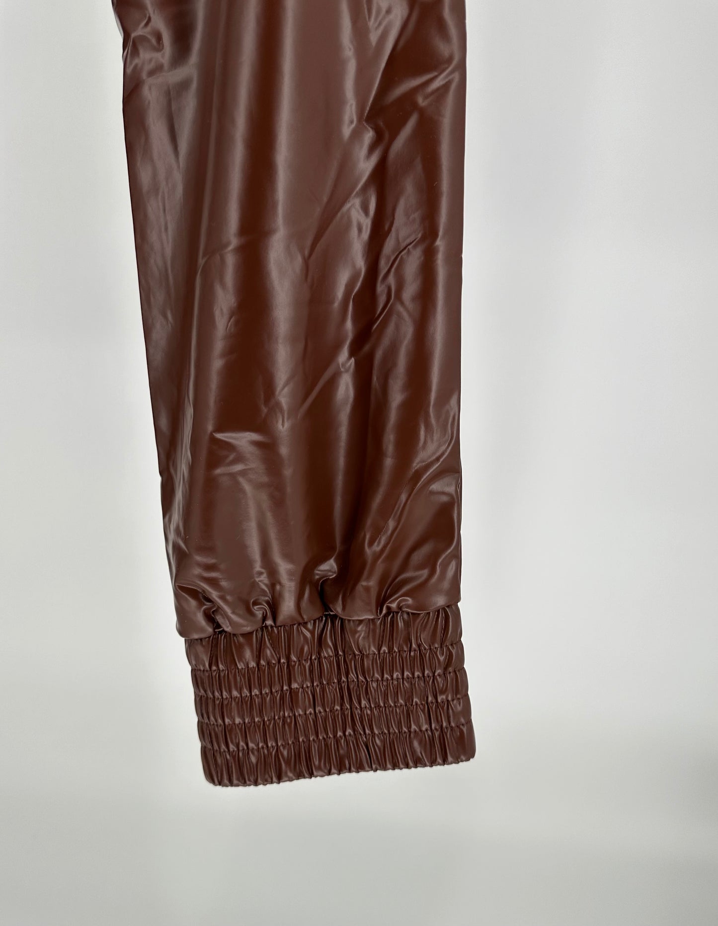 Brown Pleather Jogger Pants