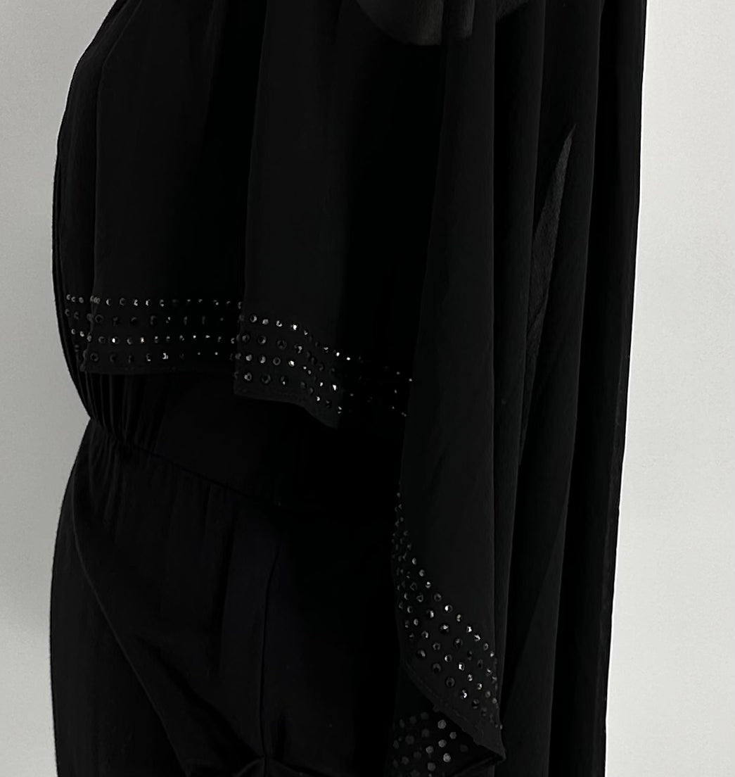 Black Sheer Cape style Cocktail Dress